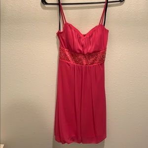 Pink dress with pink sequins and beading detail